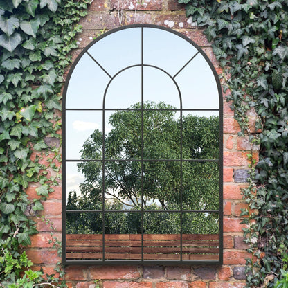 The Arcus - 47"x31" Black Framed Arched Garden Mirror for Indoor and Outdoor Use (120x80CM)-5