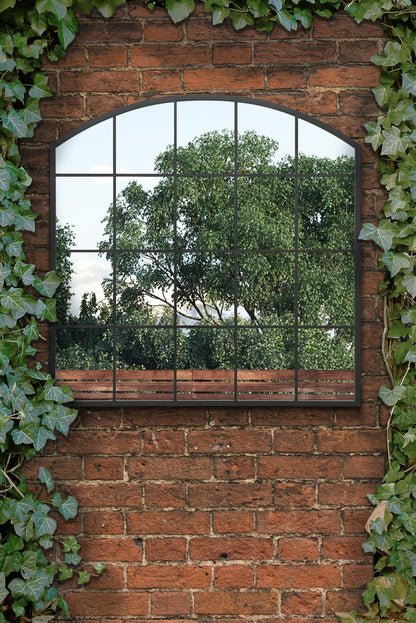 Arched Garden Mirror - Black Frame 39"x39" (100x100CM) for Indoor and Outdoor Use!-1