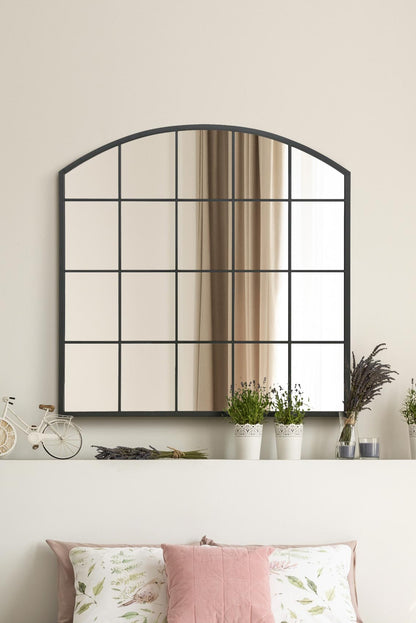 The Arcus - 39" x 39" (100x100CM) Black Framed Arched Leaning/Walled Mirror for Indoor and Outdoor Use!-1