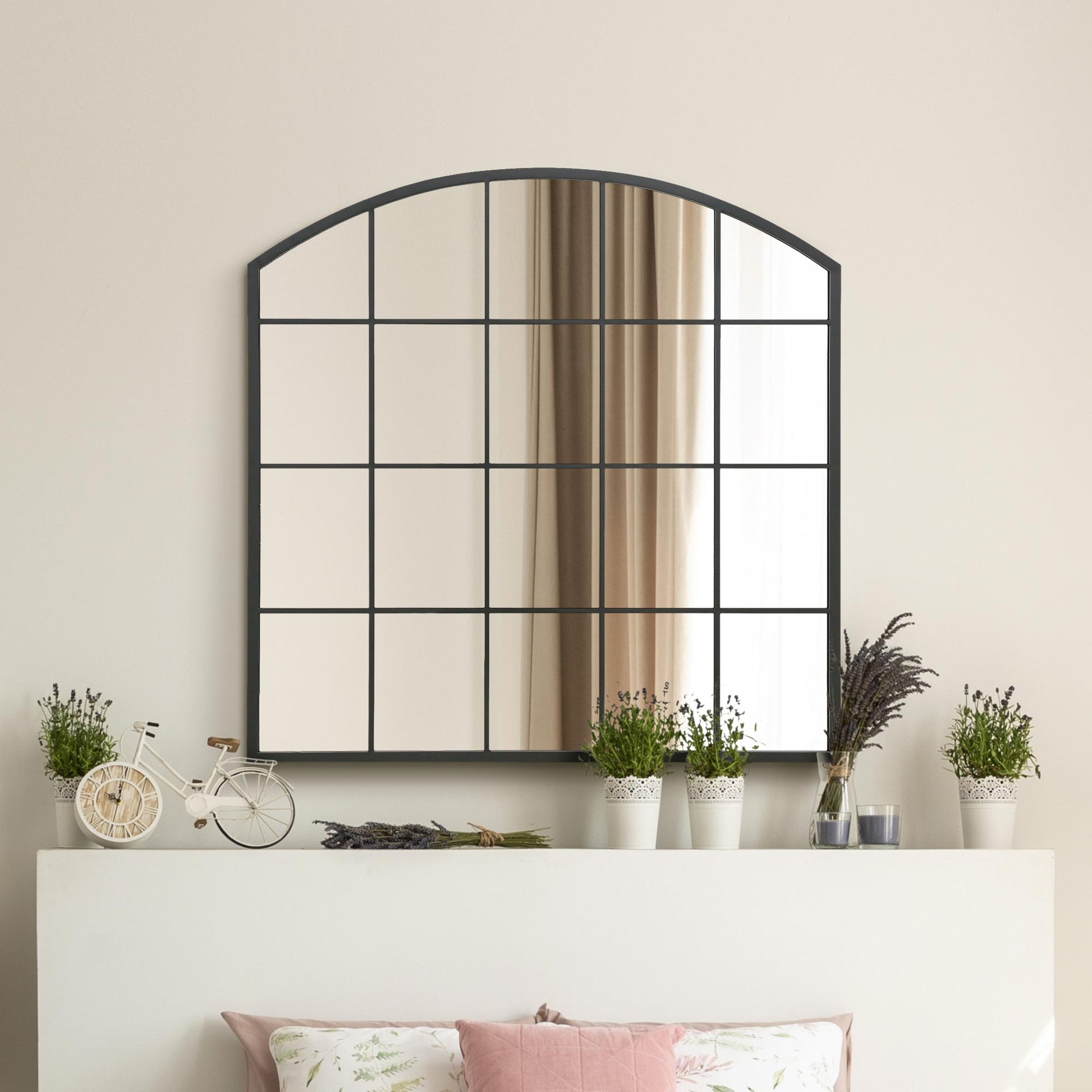 The Arcus - 39" x 39" (100x100CM) Black Framed Arched Leaning/Walled Mirror for Indoor and Outdoor Use!-2