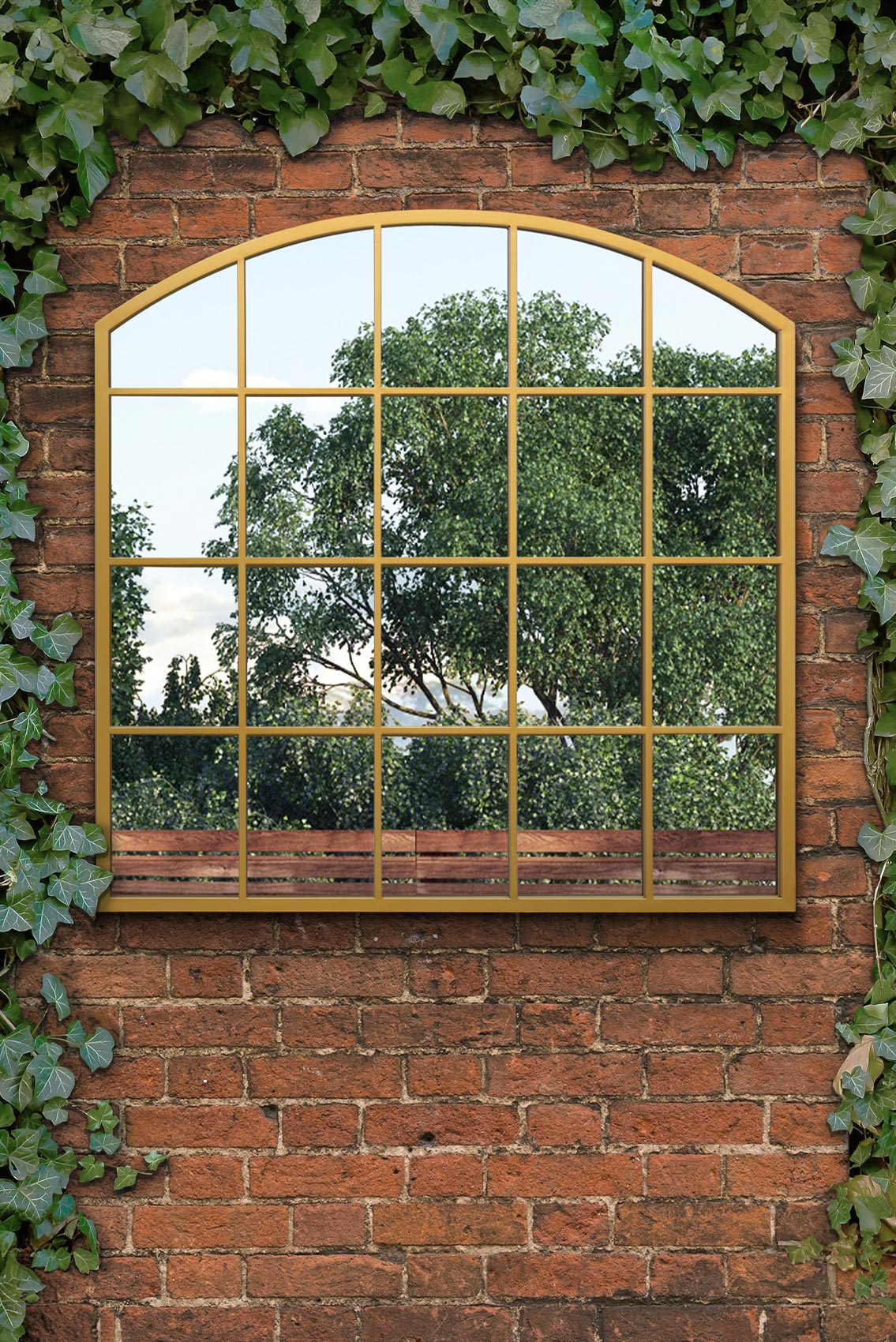 The Arcus - 39"x39" (100x100CM) Gold Framed Arched Garden Mirror for Indoor and Outdoor Use!-1