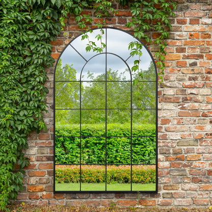 The Arcus Garden Mirror - Elegant Arched Design with Black Frame, 75" x 47" (190 x 120CM) for Indoor and Outdoor Use!-5