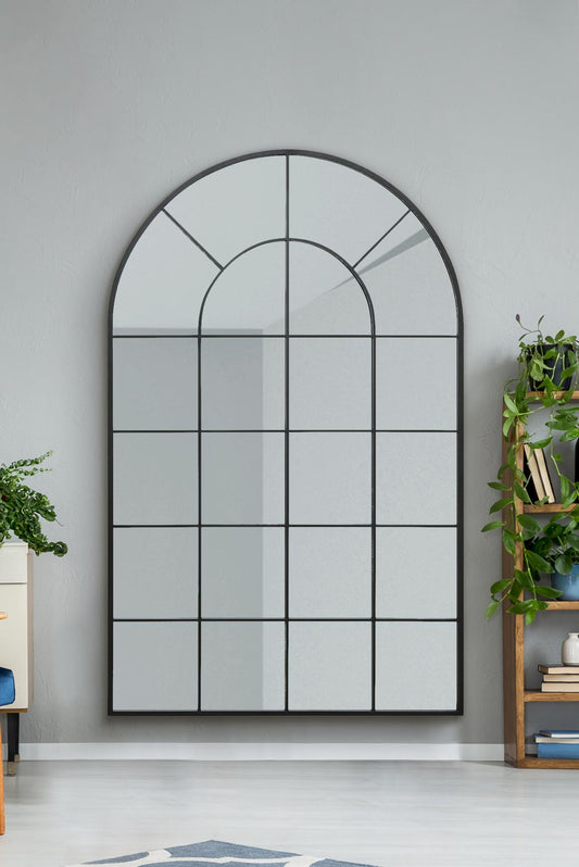 The Elegance - Black Arched Leaning/Walled Mirror 75" x 47" (190x120CM) Perfect for Indoor and Outdoor Use!-1