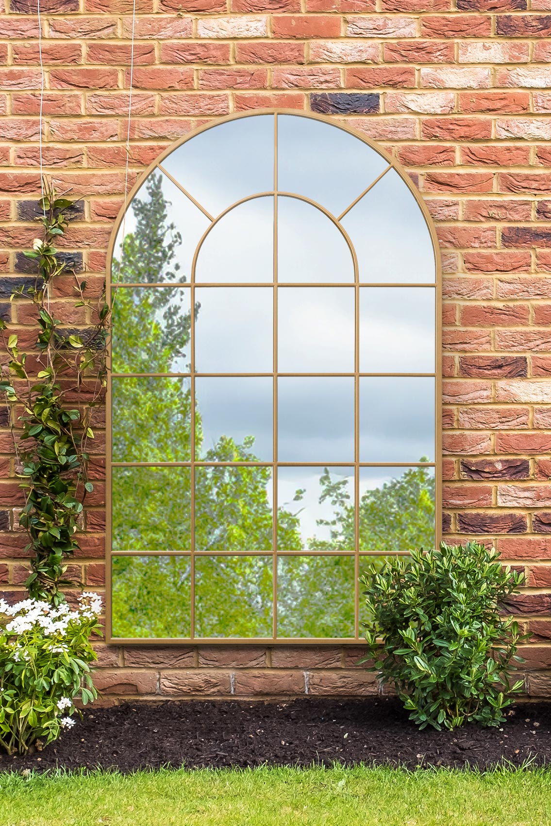 The Elegance - 75" X 47" Gold Framed Arched Garden Mirror for Indoor and Outdoor Use 190 x 120CM-4