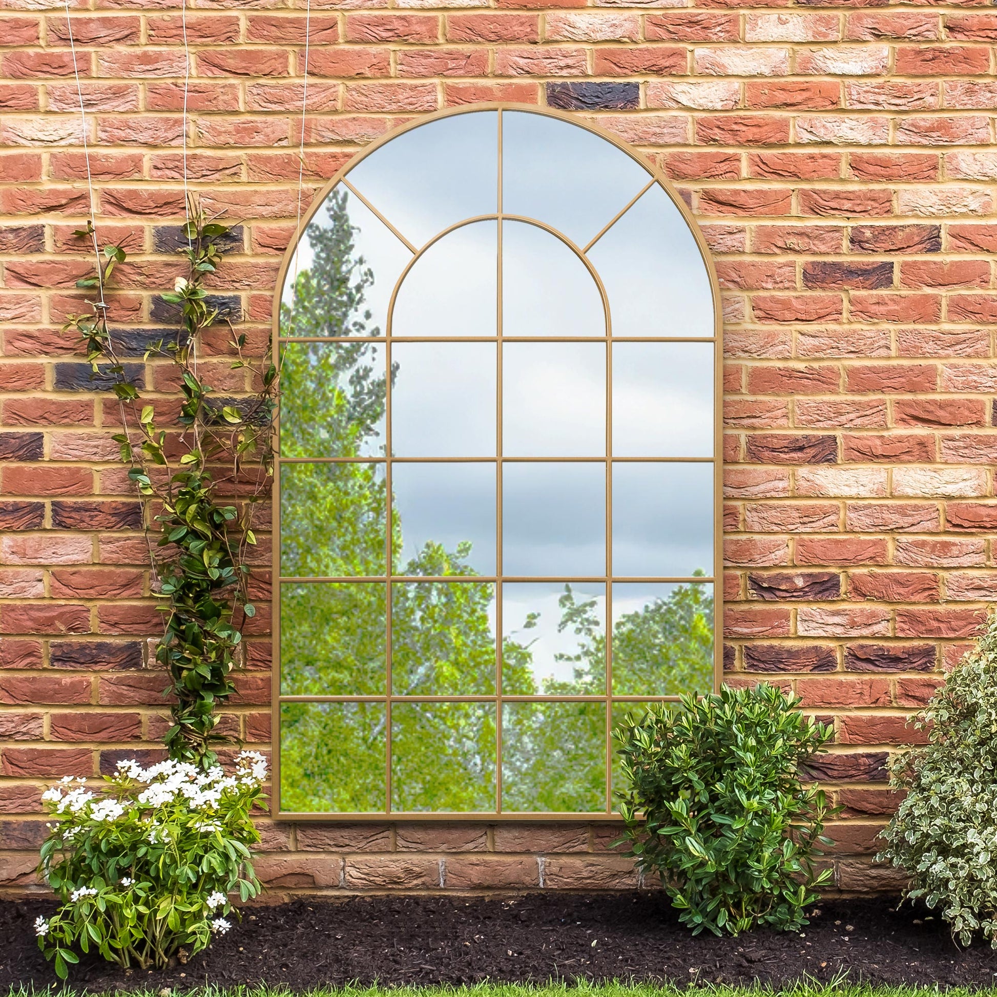 The Elegance - 75" X 47" Gold Framed Arched Garden Mirror for Indoor and Outdoor Use 190 x 120CM-5