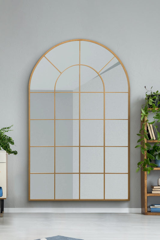 The Elegance - 75" X 47" (190x120CM) Gold Framed Arched Mirror for Indoor and Outdoor Use!-1