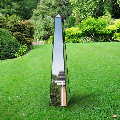 Elegant Black Metal Framed Mirrored Garden Obelisk - 59" X 12" X 12" (150CM X 30CM X 30CM)-7