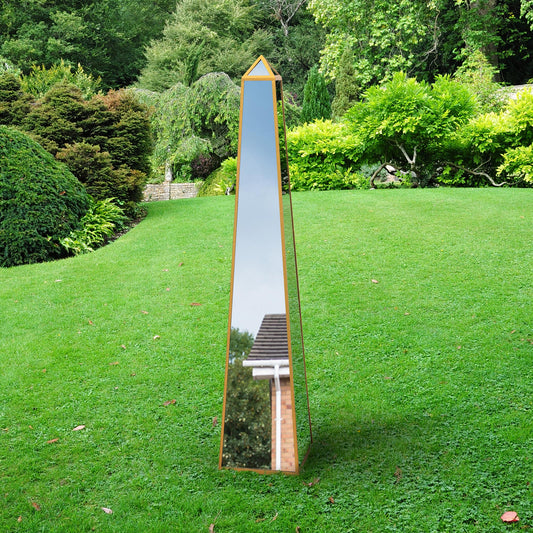 Elegant Gold Metal Framed Mirrored Garden Obelisk - 59" X 12" X 12" (150CM X 30CM X 30CM)-6