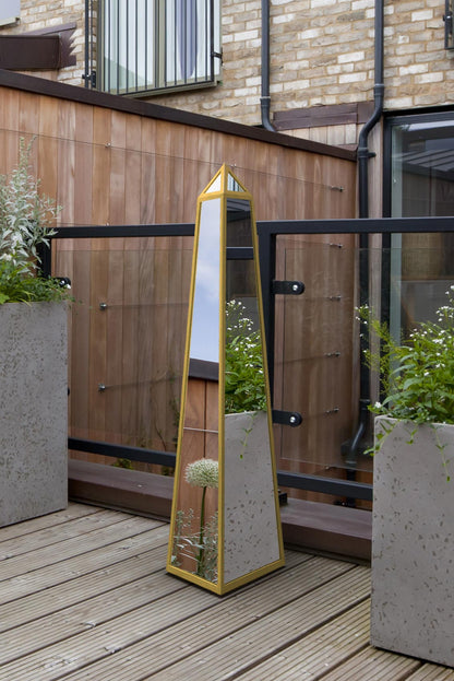 Elegant Gold-Trimmed Mirrored Garden Obelisk - 39" X 8" X 8" (100CM X 20CM X 20CM)-1