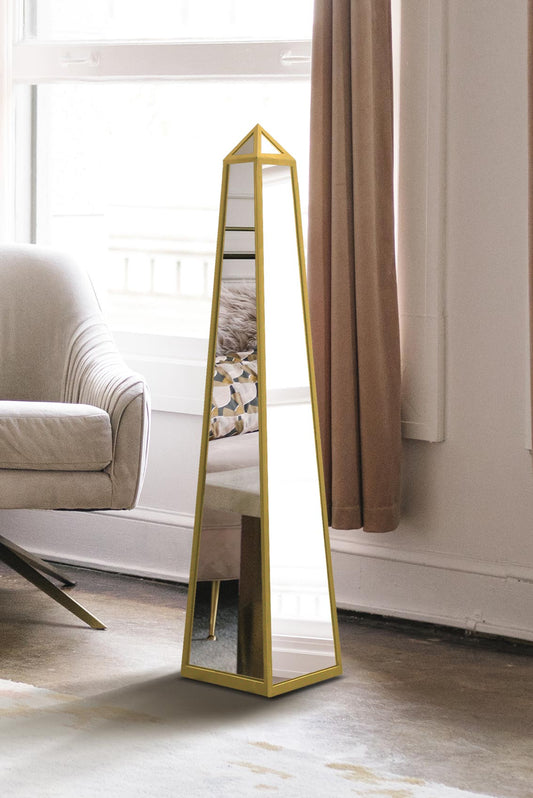 Elegant Gold-Trimmed Mirrored Obelisk Decor - 39" X 8" X 8" (100CM X 20CM X 20CM)-1