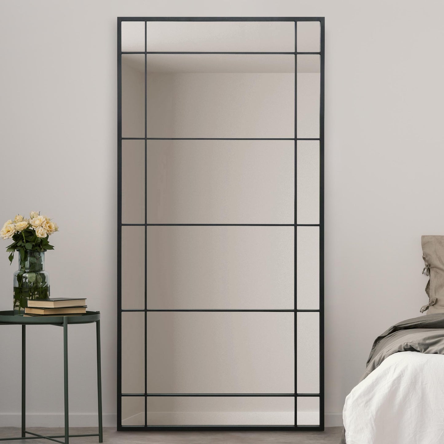 The Horizon - Sleek Black Metal Framed Leaning or Wall Mirror 71" X 35" (180CM X 90CM)-2