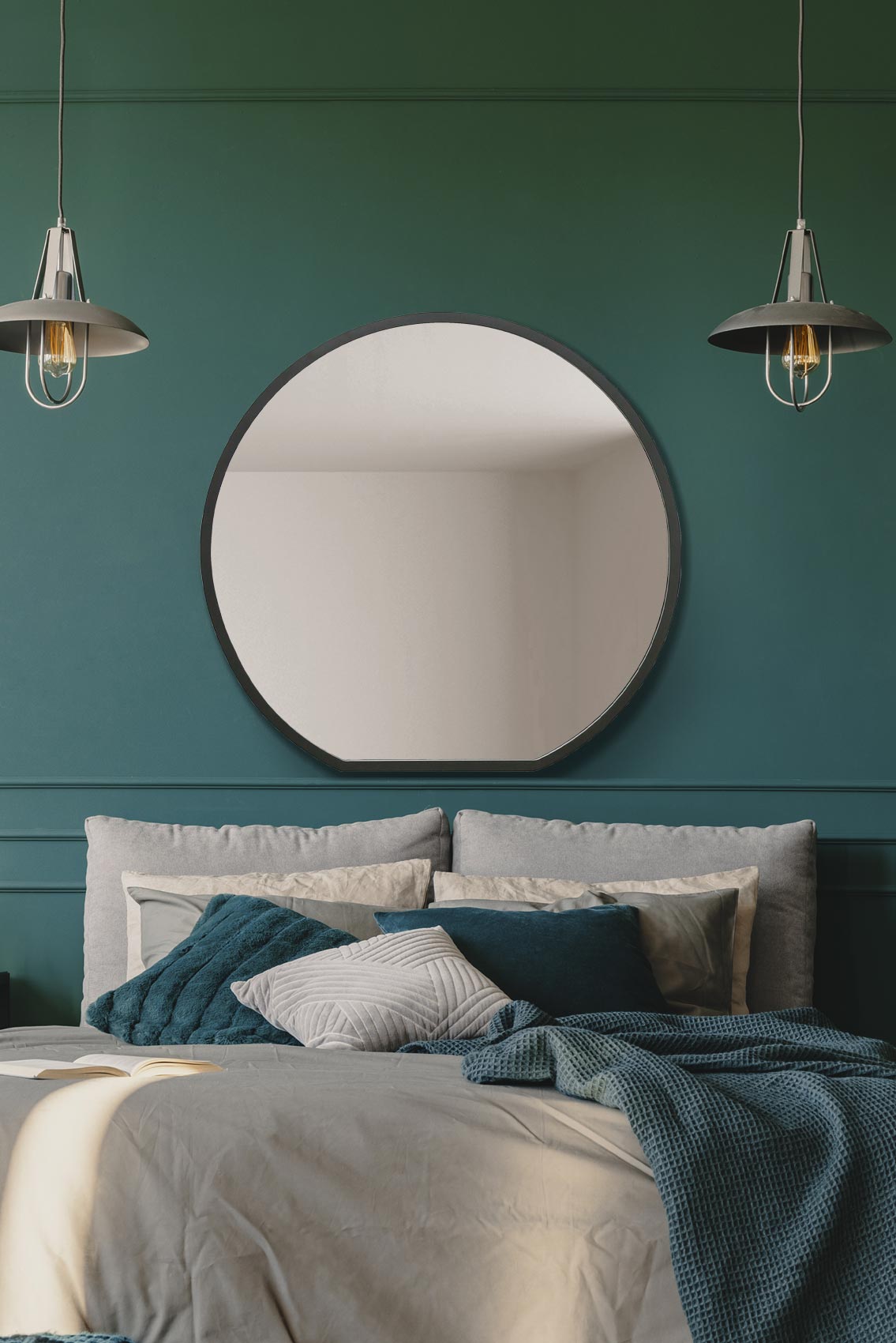 The Round Reflection - Sleek Black Framed Circular Wall Mirror - Ideal for Mantle Decor! 33" X 31" (84CM X 80CM)-1