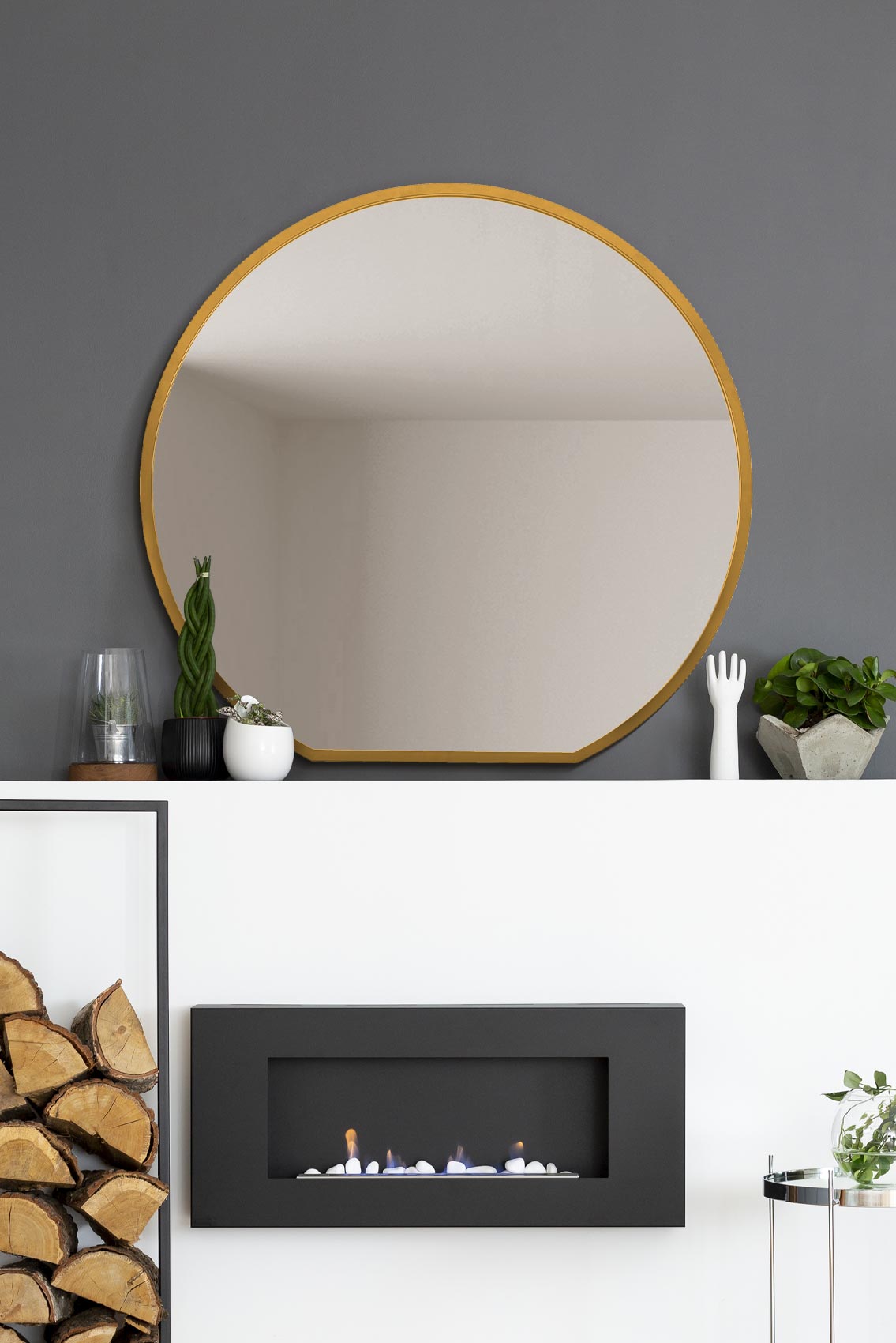 The Aurelia - Elegant Gold Framed Round Wall Mirror - Ideal for Your Mantle! 41" X 39" (105CM X 100CM)-1