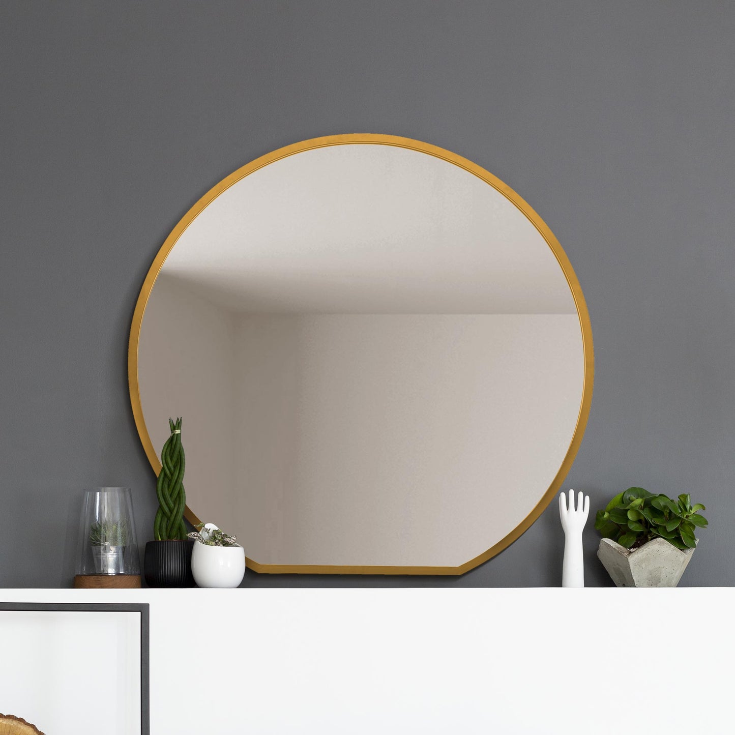 The Aurelia - Elegant Gold Framed Round Wall Mirror - Ideal for Your Mantle! 41" X 39" (105CM X 100CM)-2