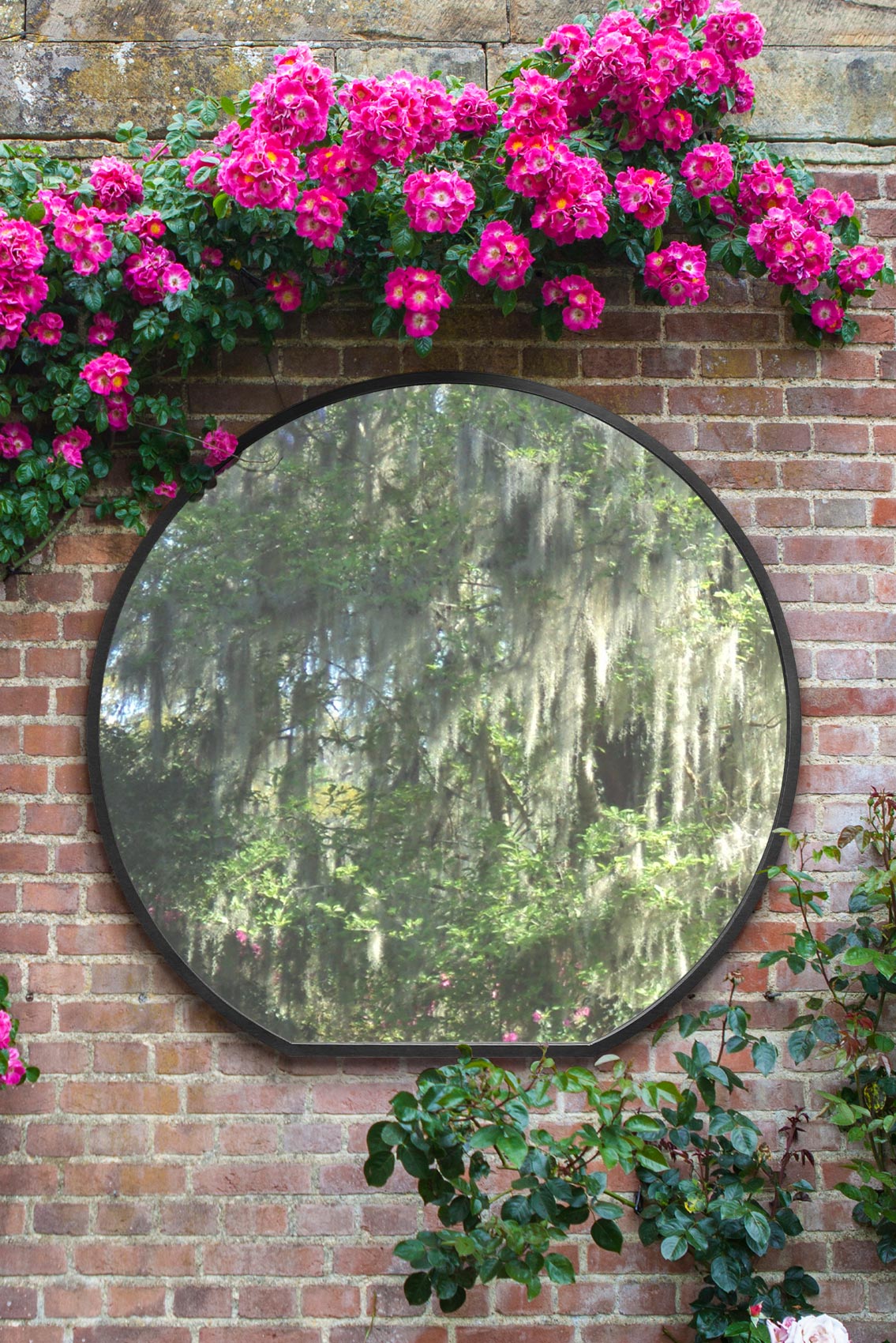 The Round Reflection - Elegant Black Framed 50" X 47" (126CM X 120CM) Circular Garden Wall Mirror for Mantle Decor!-1