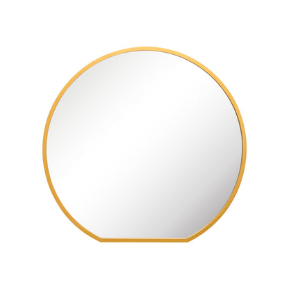 The Radiant Circle - Elegant Gold Framed Flat Bottom Garden Wall Mirror - Ideal for Mantle Display! 50" X 47" (126CM X 120CM)-7