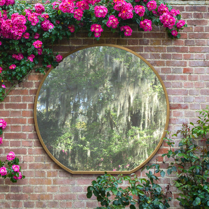 The Radiant Circle - Elegant Gold Framed Flat Bottom Garden Wall Mirror - Ideal for Mantle Display! 50" X 47" (126CM X 120CM)-11