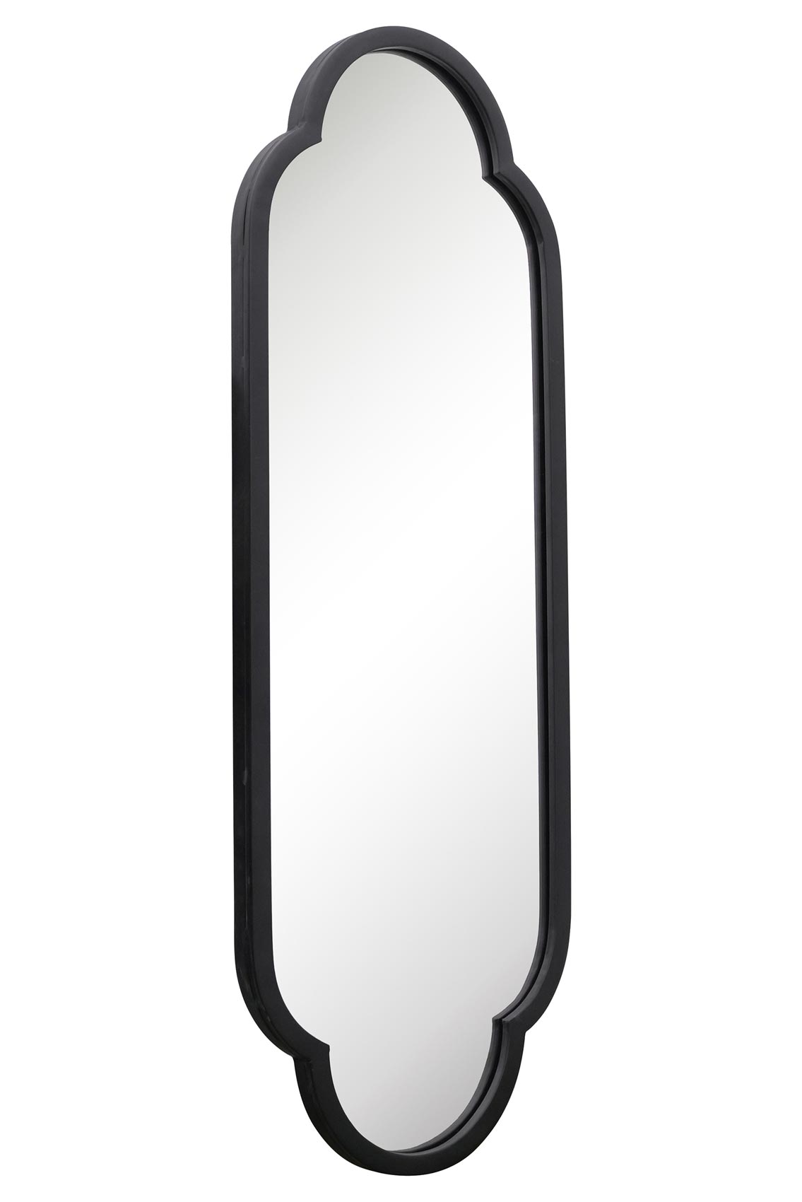 The Duplici - Sleek Black Metal Double Arched Oval Garden Wall Mirror 40" X 14" (102CM X 35.5CM)-3