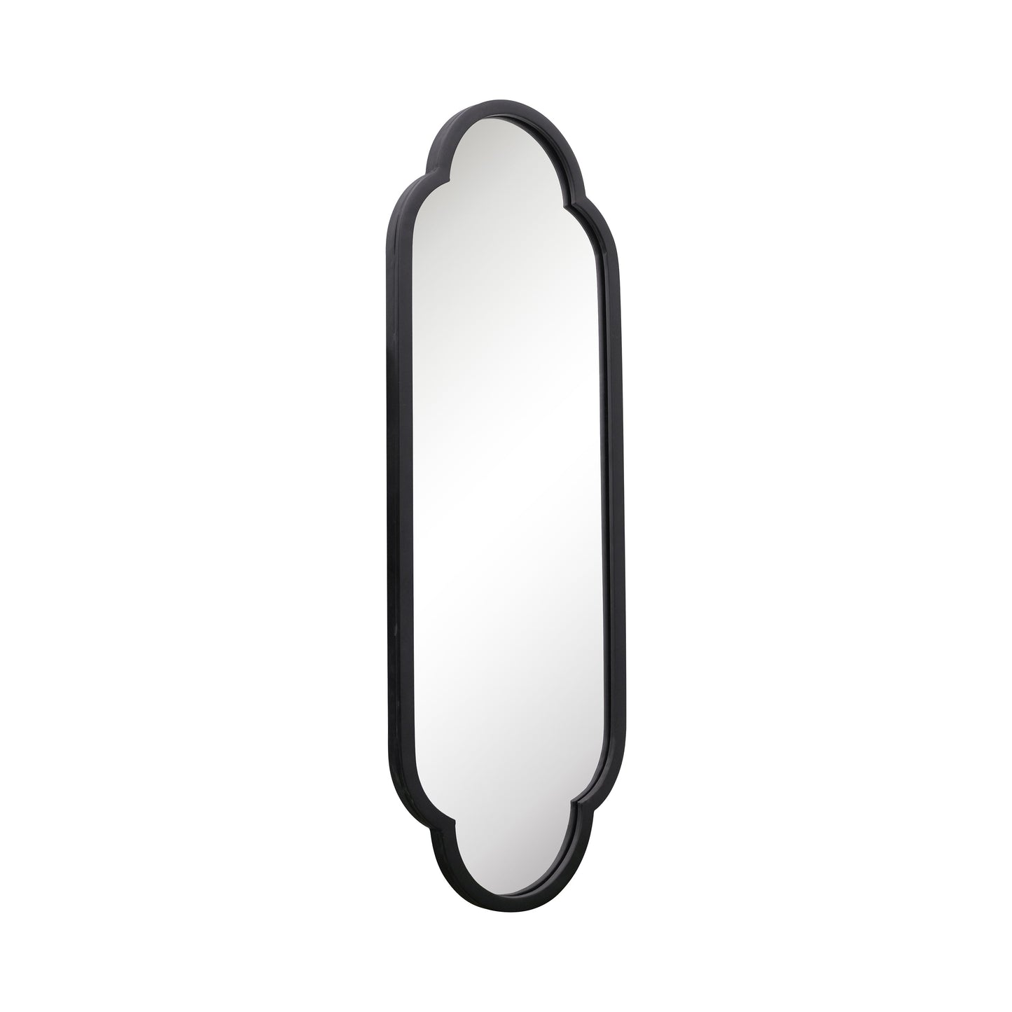 The Duplici - Sleek Black Metal Double Arched Oval Garden Wall Mirror 40" X 14" (102CM X 35.5CM)-8