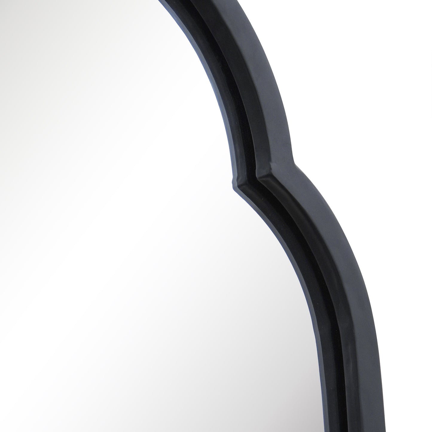 The Duplici - Sleek Black Metal Double Arched Oval Garden Wall Mirror 40" X 14" (102CM X 35.5CM)-9