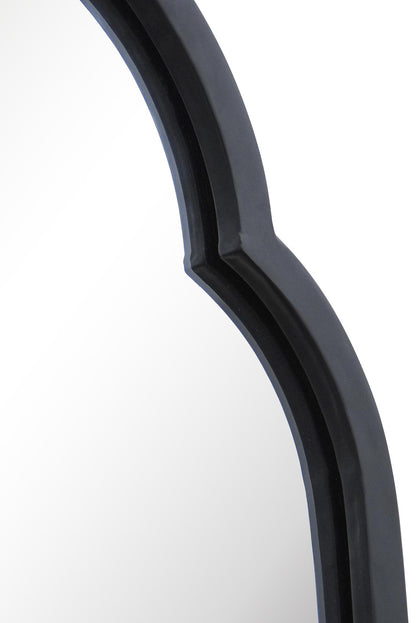 The Duplici - Sleek Black Metal Double Arched Oval Garden Wall Mirror 40" X 14" (102CM X 35.5CM)-13