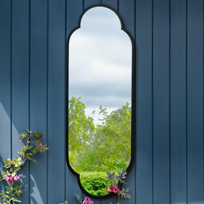 The Duplici - Elegant Black Metal Double Arched Oval Garden Wall Mirror 59" X 20" (150CM X 52CM)-14