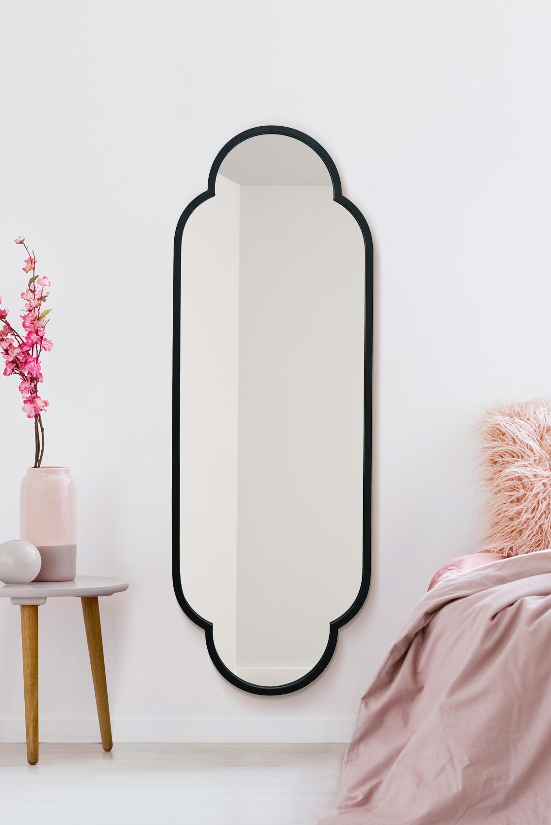 The Duplici - Elegant Black Metal Double Arched Oval Wall Mirror 59" x 20" (150CM x 52CM)-1