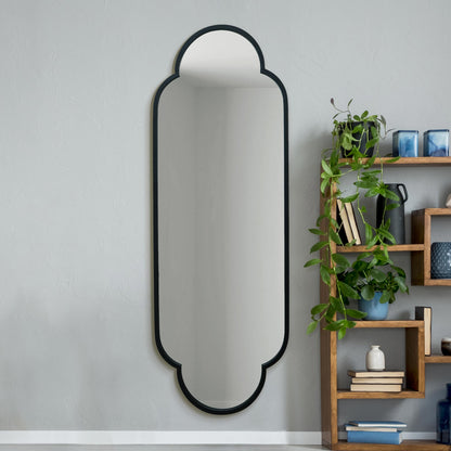 The Duplici - Sleek Black Metal Double Arched Oval Wall Mirror 67" X 23" (170CM X 59CM)-2