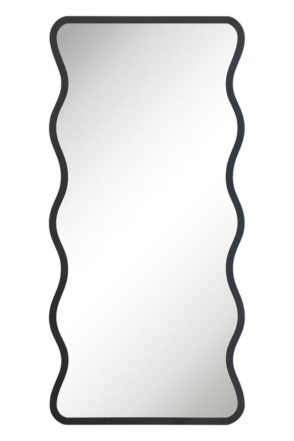 Wavy Edge Black Metal Garden Wall Mirror - 67" X 31" (170CM X 80CM) - Versatile Landscape or Portrait Display-2