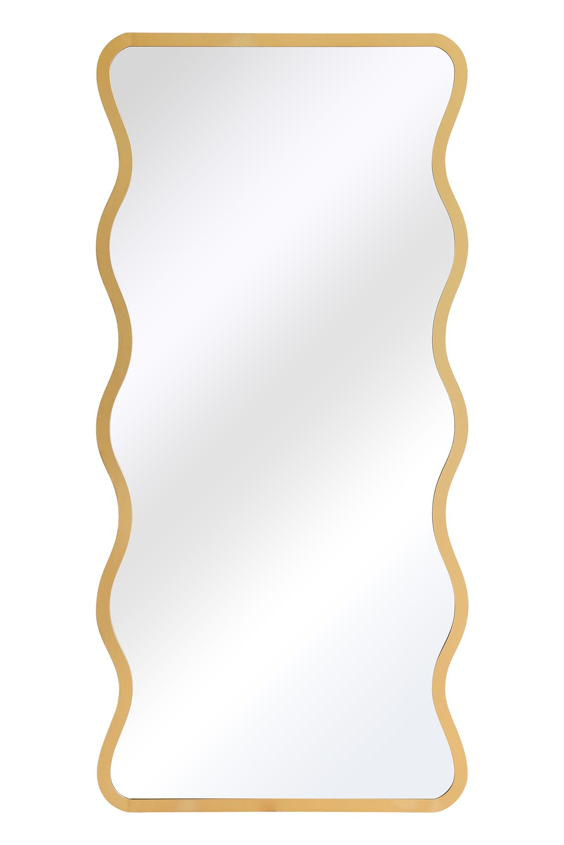 The Wavy Elegance - Gold Metal Rectangular Garden Wall Mirror, 67" X 31" (170CM X 80CM), Versatile Landscape or Portrait Display.-2