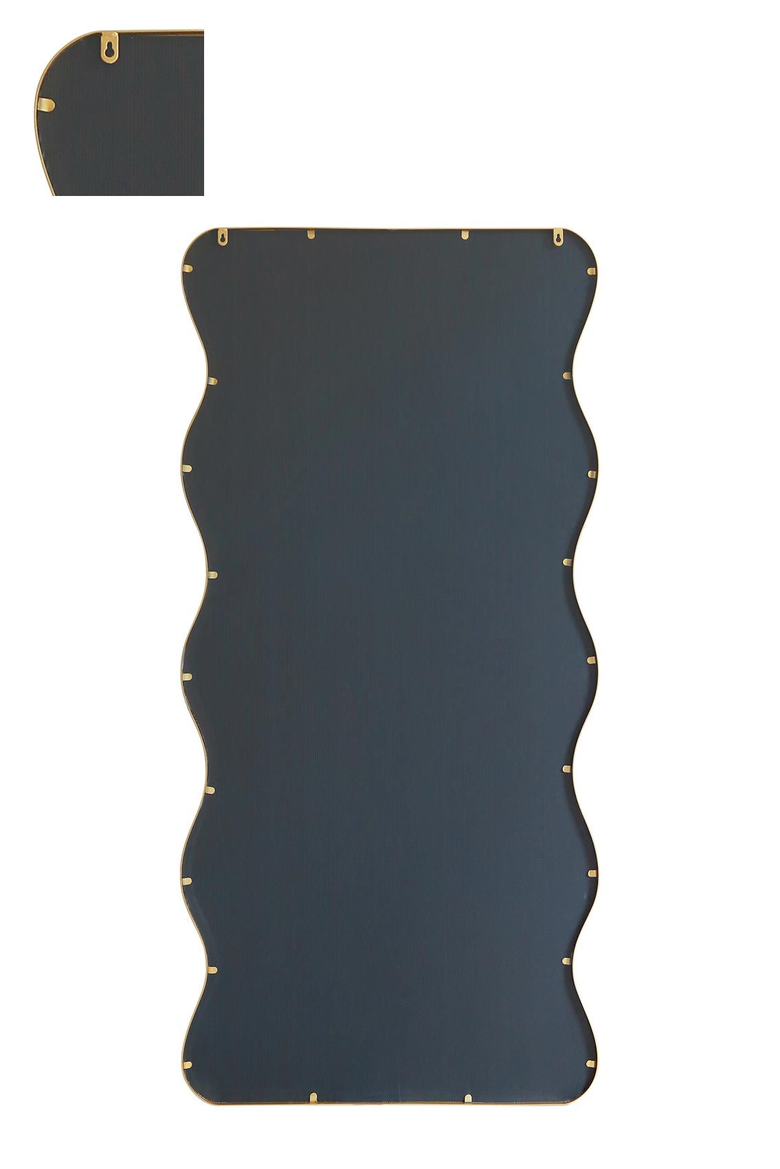 The Wavy Elegance - Gold Metal Rectangular Garden Wall Mirror, 67" X 31" (170CM X 80CM), Versatile Landscape or Portrait Display.-10