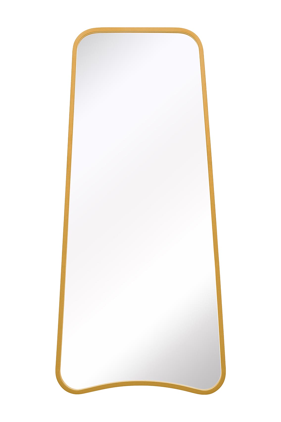 Arched Bottom Gold Metal Framed Isosceles Trapezoid Garden Wall Mirror - 48" X 23" (122CM X 58CM)-2