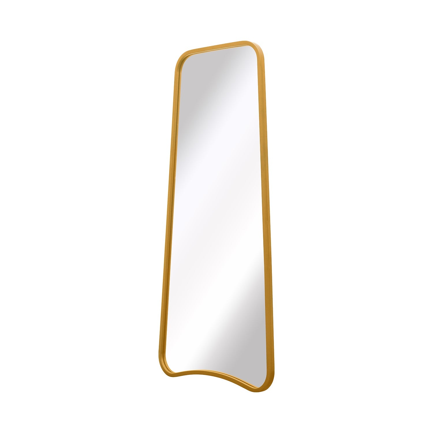 Arched Bottom Gold Metal Framed Isosceles Trapezoid Garden Wall Mirror - 48" X 23" (122CM X 58CM)-7