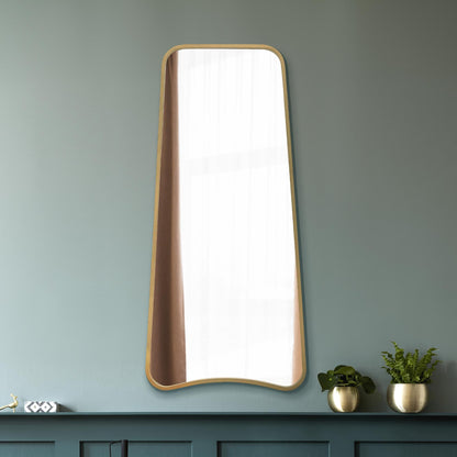 Arched Bottom Gold Framed Isosceles Trapezoid Wall Mirror - 48" X 23" (122CM X 58CM) by Coartans-2