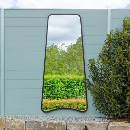 Arched Bottom Black Metal Isosceles Trapezoid Garden Wall Mirror - 71" X 34" (180CM X 85CM) by The Coartans-7