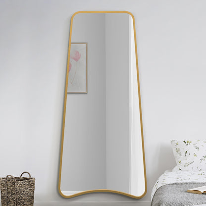 Arched Bottom Gold Metal Framed Isosceles Trapezoid Wall Mirror - 71" X 34" (180CM X 85CM) by Coartans-2