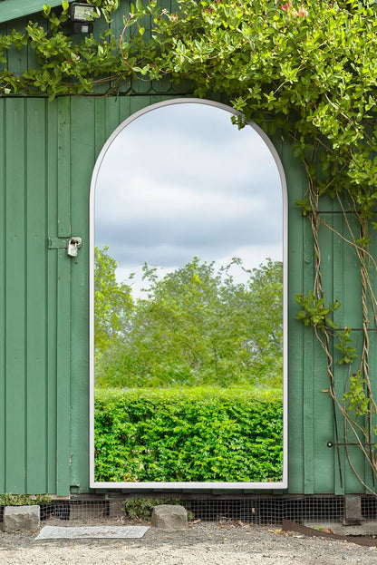 The Arcus - Elegant Arched Garden Wall Mirror with White Frame 71" x 35" (180CM x 90CM)-1