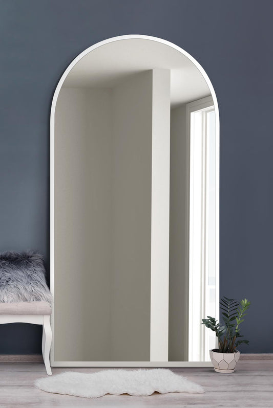 The Arcus - Elegant Arched Leaner/Wall Mirror with White Frame 71" x 35" (180CM x 90CM)-1