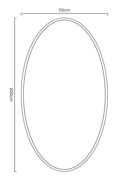 The Oval Reflection - Sleek Black Metal Framed Garden Wall Mirror 79" X 44" (200 x 112CM)-12