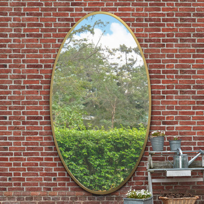 Elegant Gold Oval Garden Wall Mirror - 79" x 44" (200 x 112CM) with Metal Frame-8