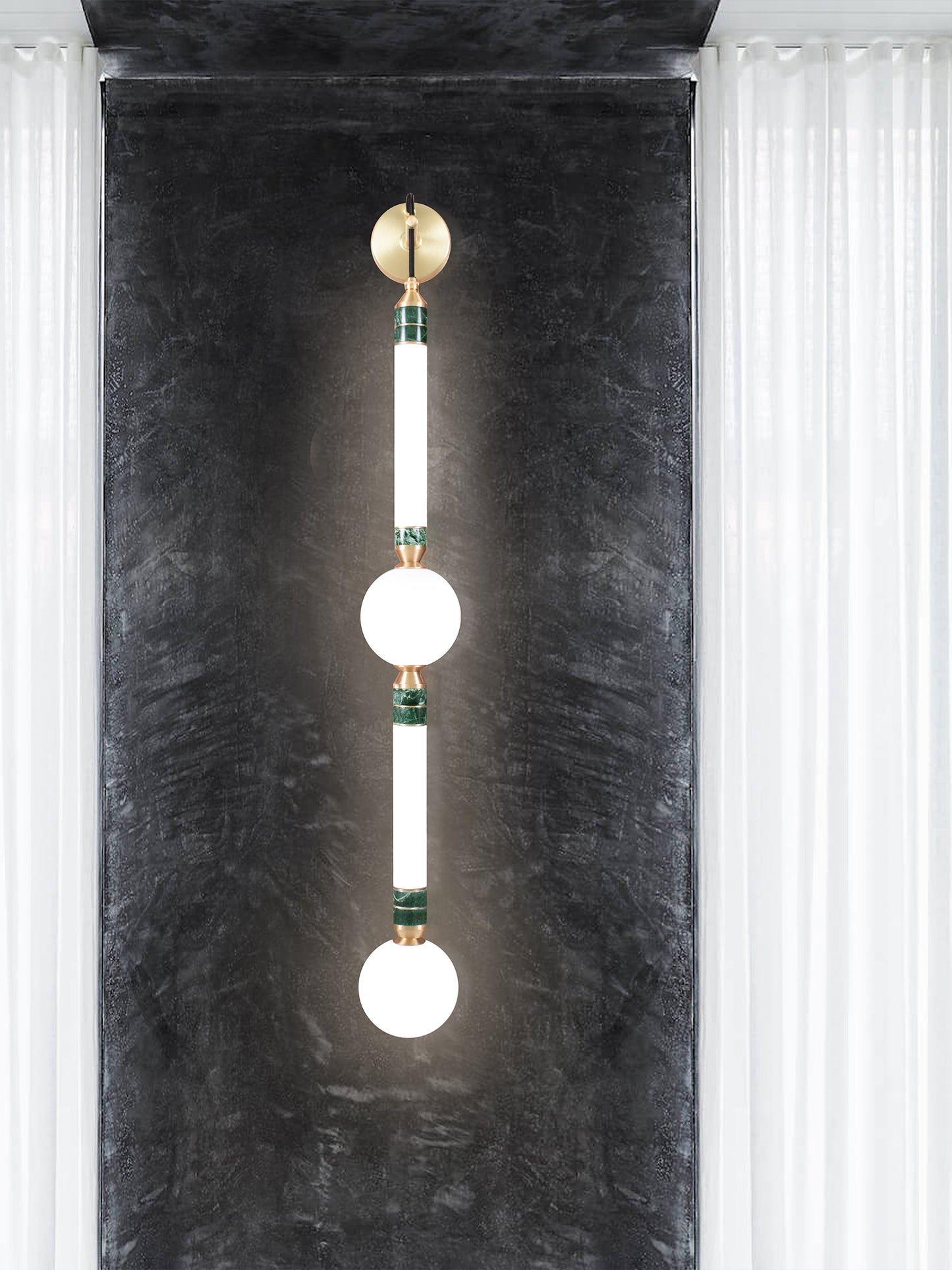 Greenstone Large Wall Light, side view on wall in setting.