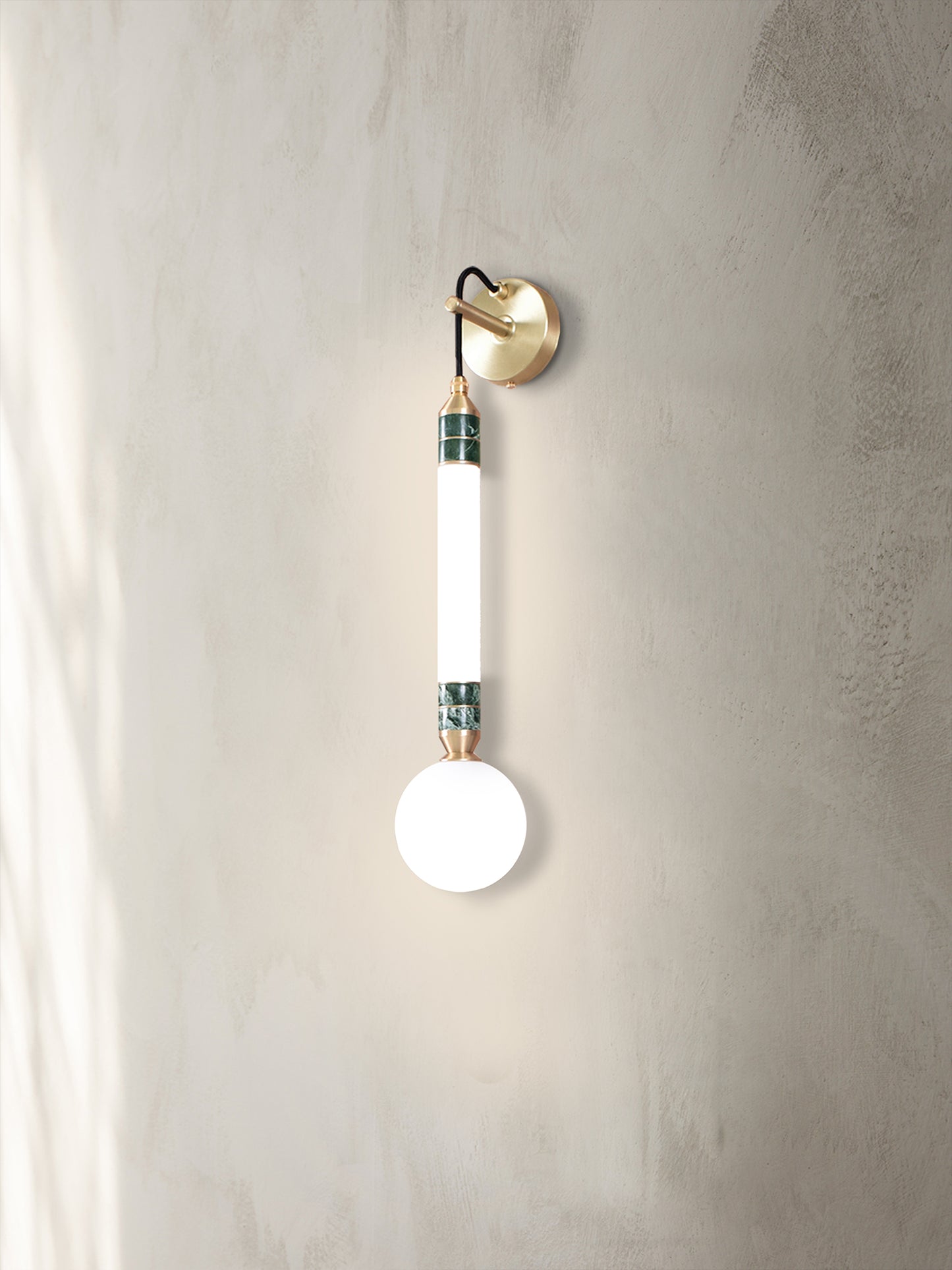 Greenstone Small Wall Light, side view on wall.