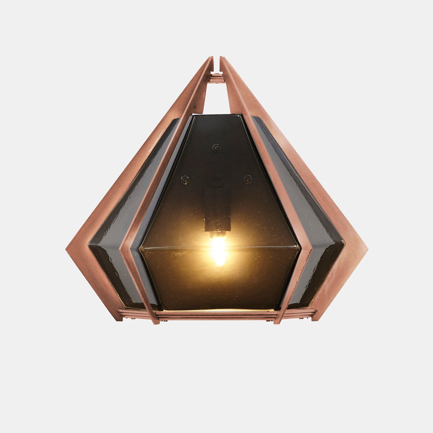 HARLOW WALL SCONCE SMOKED GRAY GLASS SATIN COPPER 