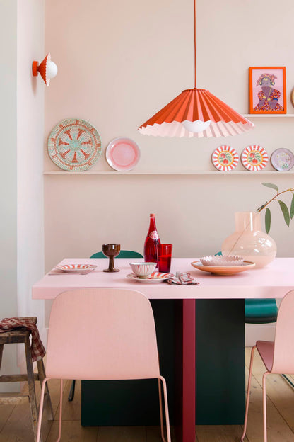 The Pleat Pendant Ceiling Light, above dining room table.