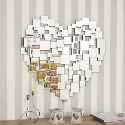 Heart-Shaped Glass Collage Wall Mirror - 80 x 80 CM-2