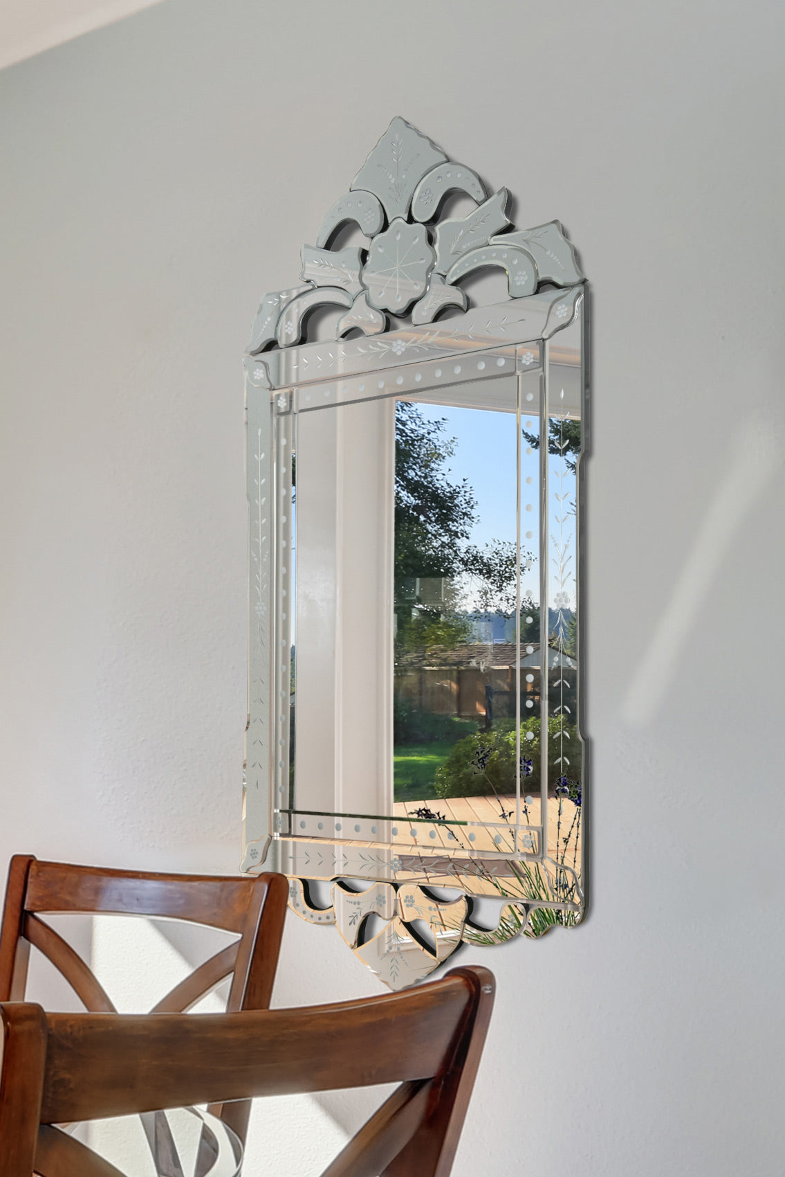 Elegant Baroque Style Wall Mirror - 122 x 58 CM in All Glass Finish-1