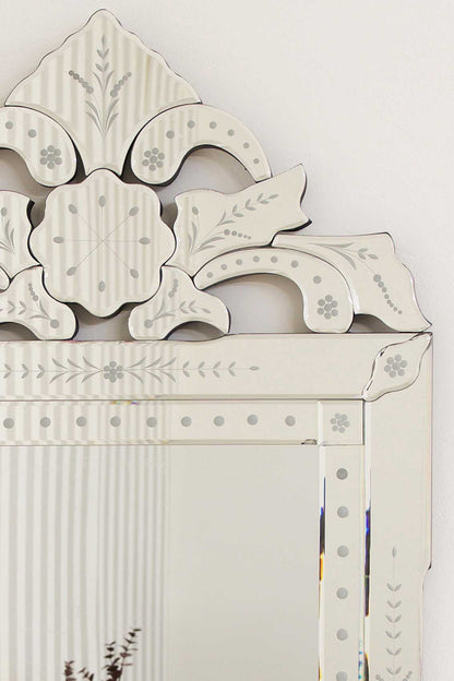 Elegant Baroque Style Wall Mirror - 122 x 58 CM in All Glass Finish-8