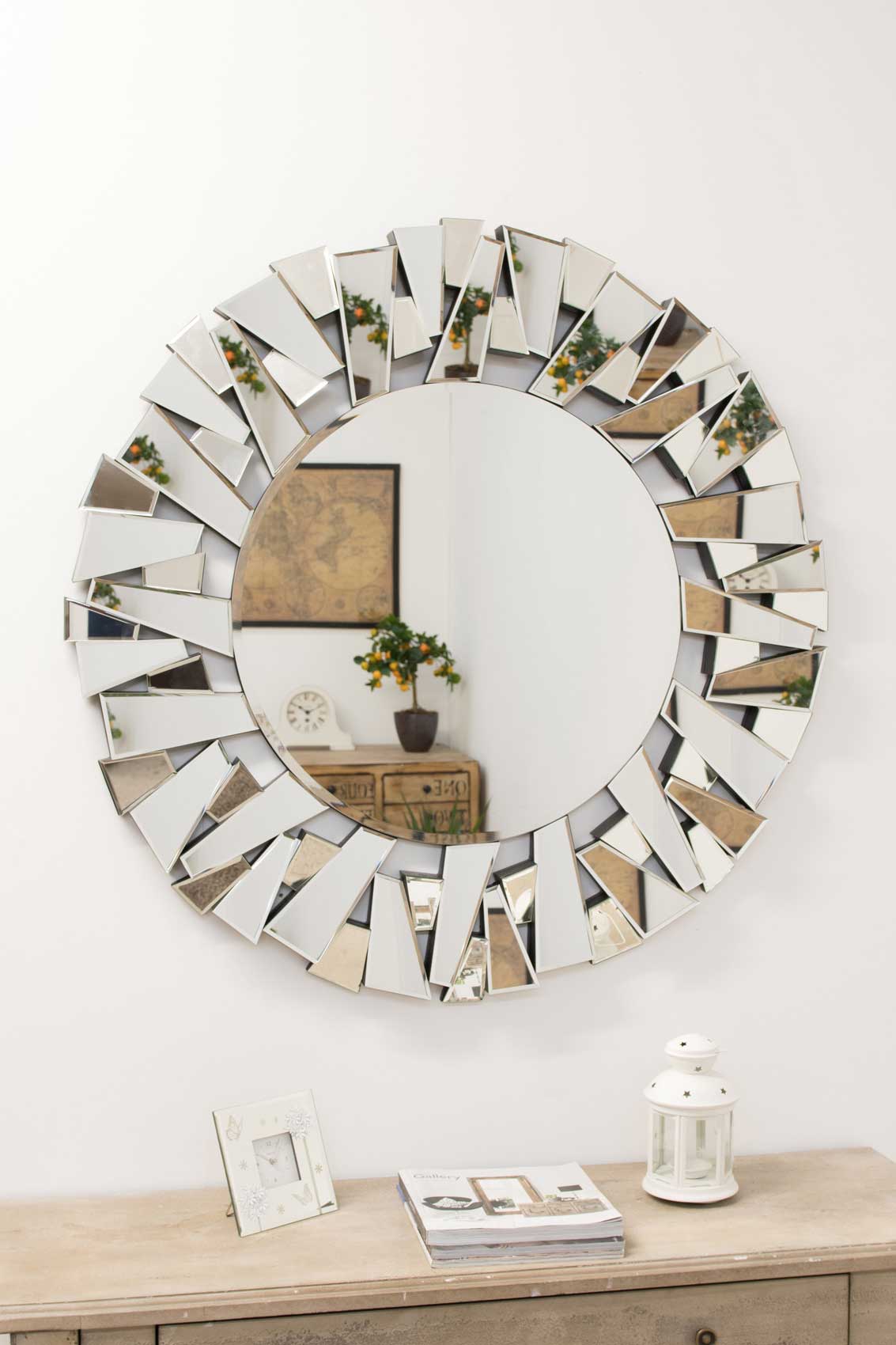 Contemporary Circular Glass Mirror - 98 x 98 CM-1