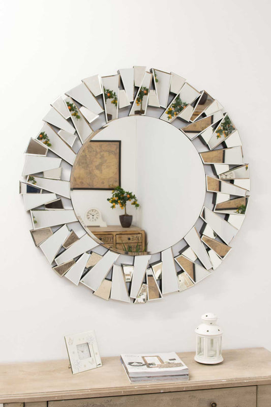 Contemporary Circular Glass Mirror - 98 x 98 CM-1