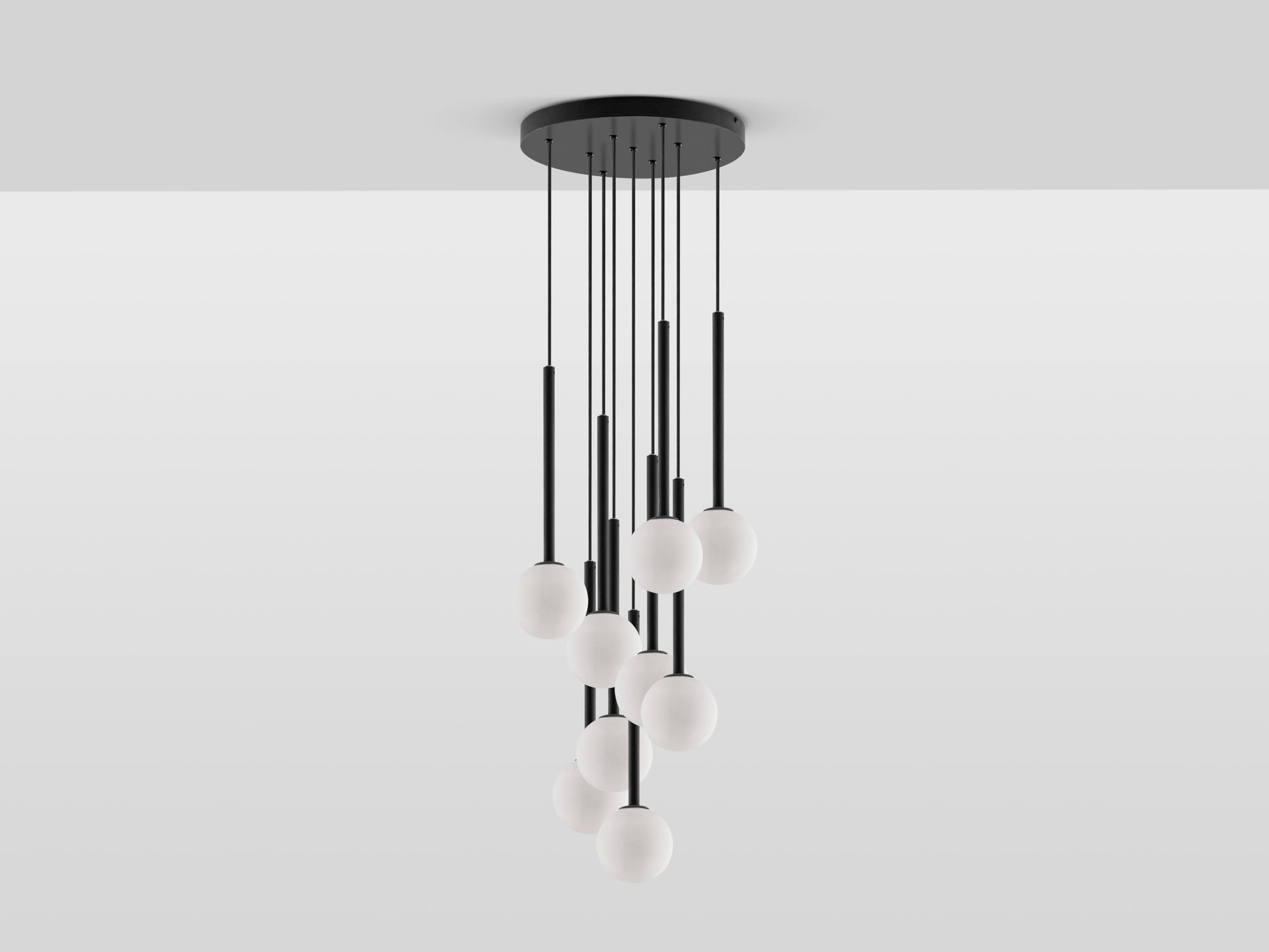 Charcoal grey cluster Ceiling Light, front view.